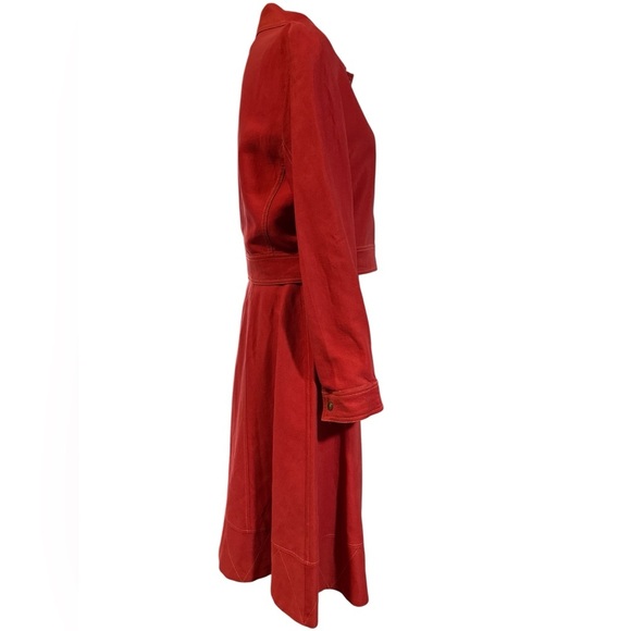 Beautiful Vintage Ron Leal Red Skirt Suit made in Canada Linen and Cotton Blend - Picture 4 of 10